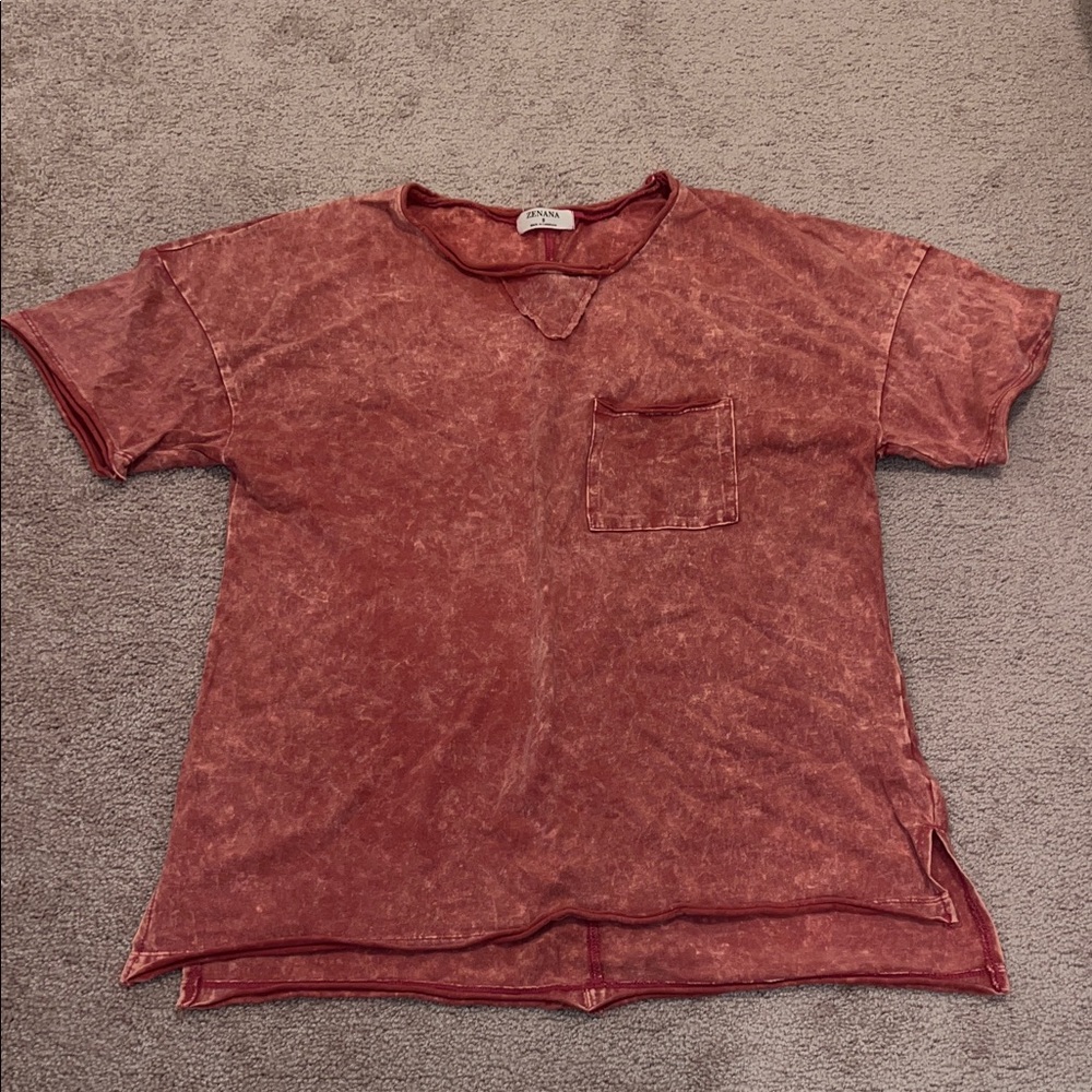 Zenana Short Sleeve Tee in Mineral Washed Pink